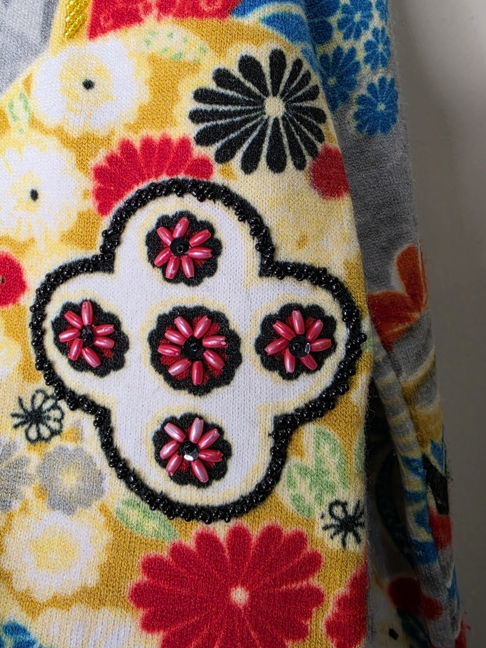 Custo Barcelona Vintage Zip Sweater Beaded Graphic Rare Wool Size M - Picture 7 of 16